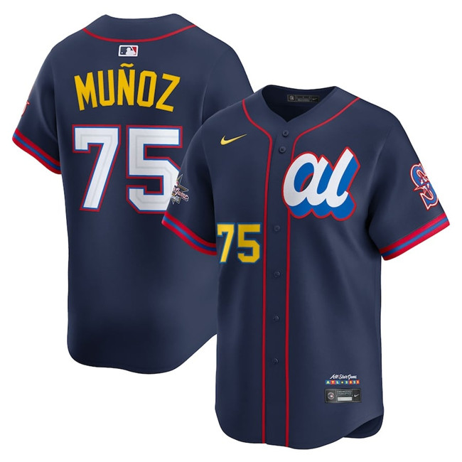 Men's American League #75 Andrés Muñoz Navy 2025 All-Star Edition Limited Stitched Baseball Jersey